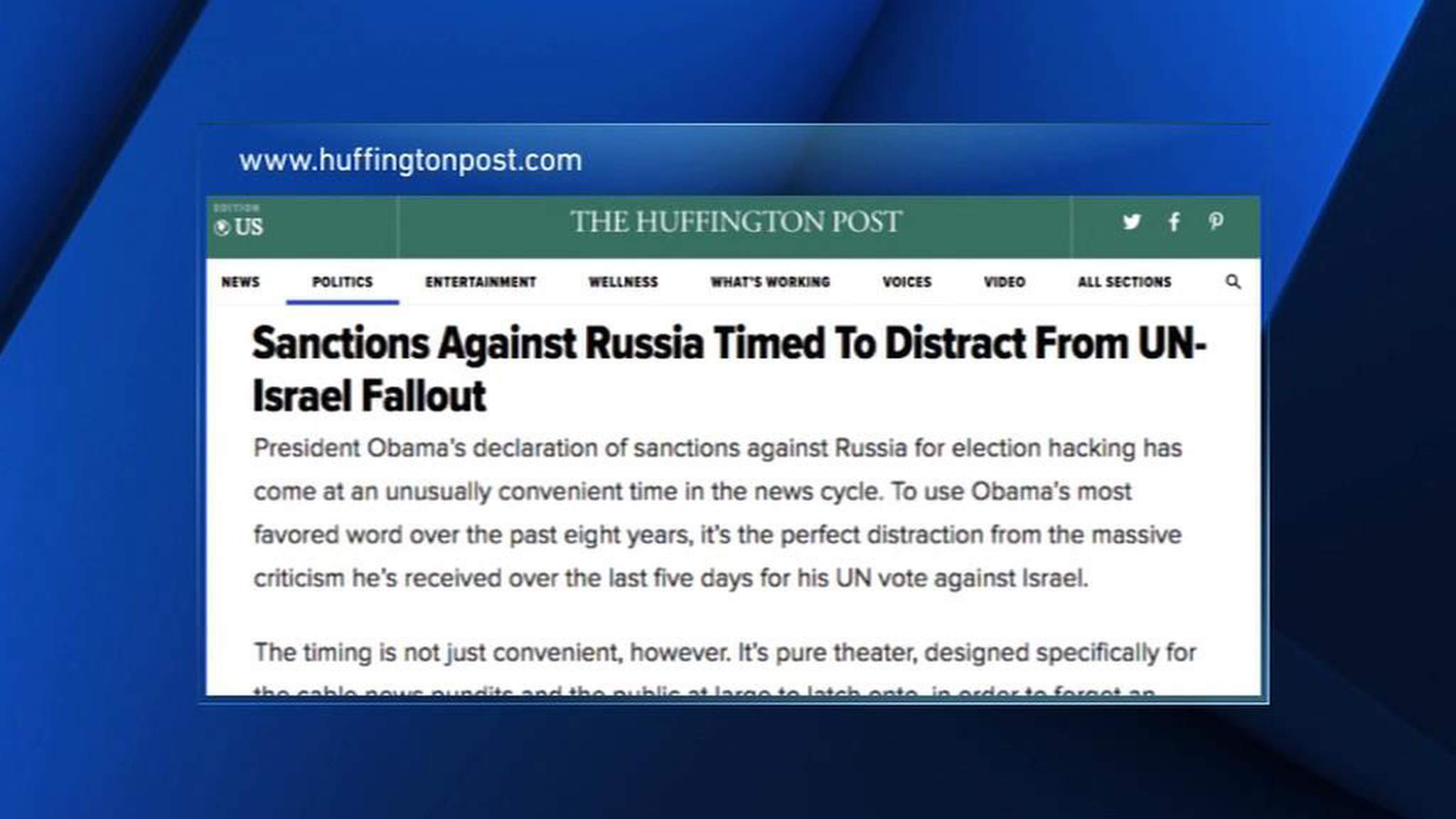 Huffington Post: санкции против России - это чистый театр