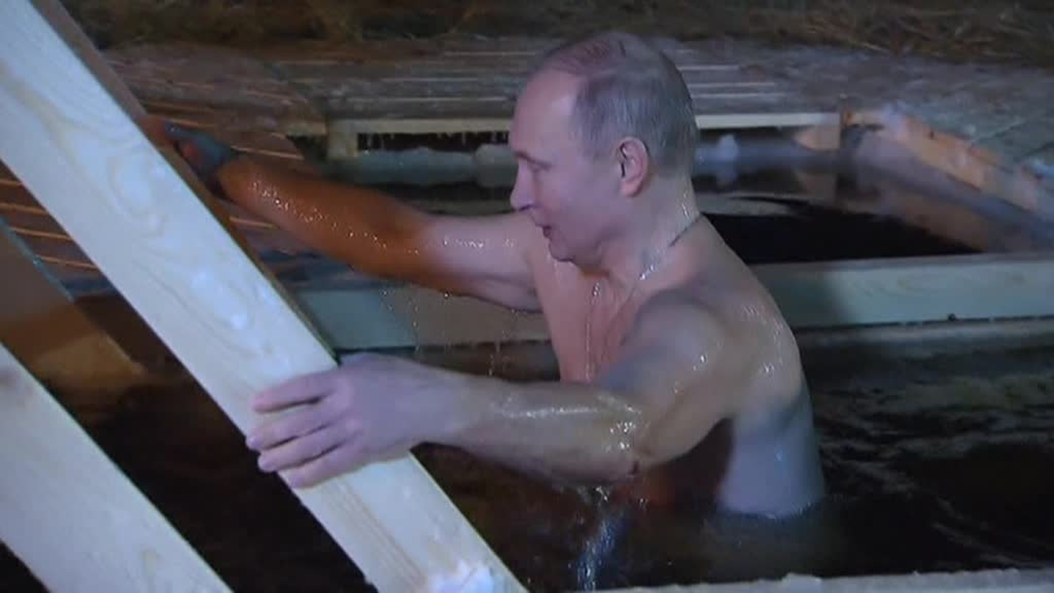 Watch Russian President Plunging Into the Ice-Cold Water During the Epiphany Celebration