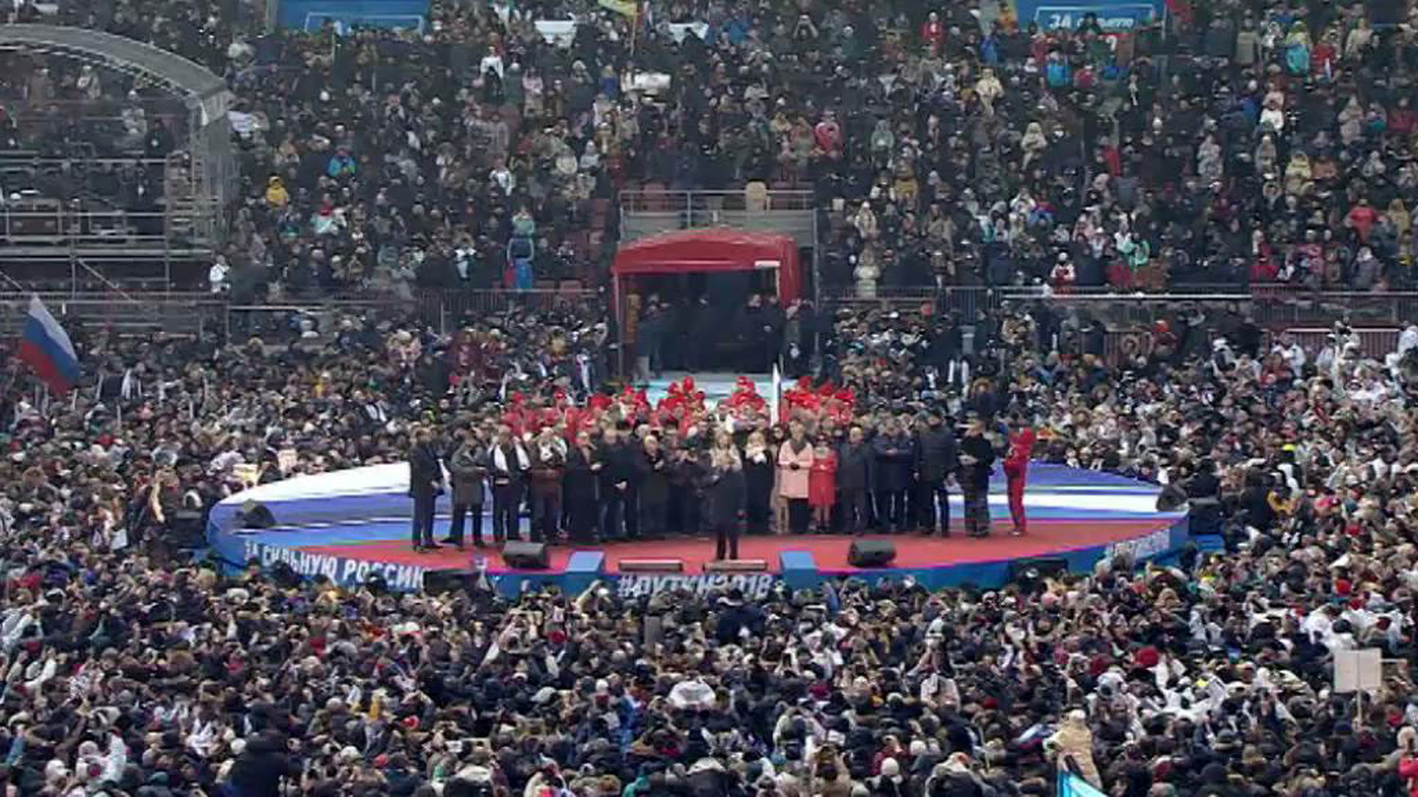 Putin and Russian Olympic Team Sing National Anthem Together