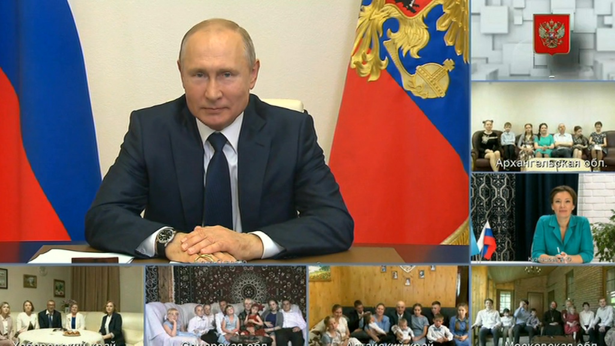 Встреча Владимира Путина с Анной Кузнецовой и семьями, награжденными орденом "Родительская слава"