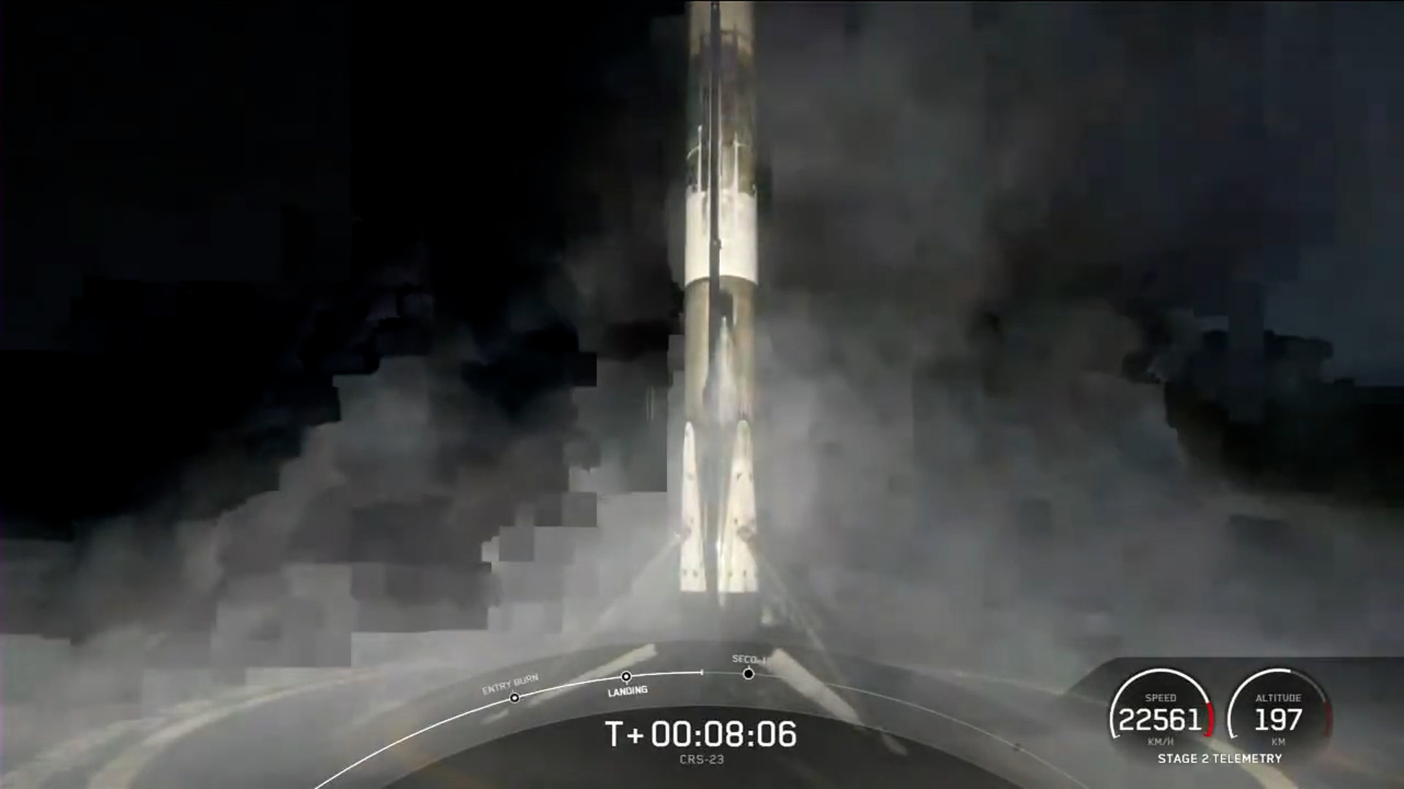 Первая ступень Falcon 9 села на платформу-дрон