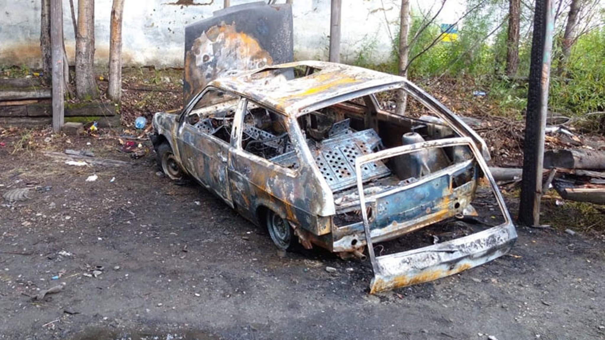 Пламя полностью охватило автомобиль в Февральске