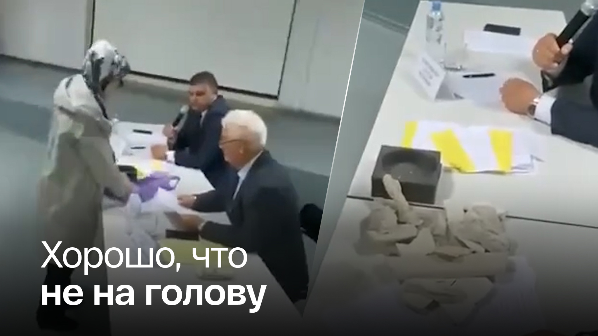 Пенсионерка из Уфы вывалила перед заммэра куски потолка
