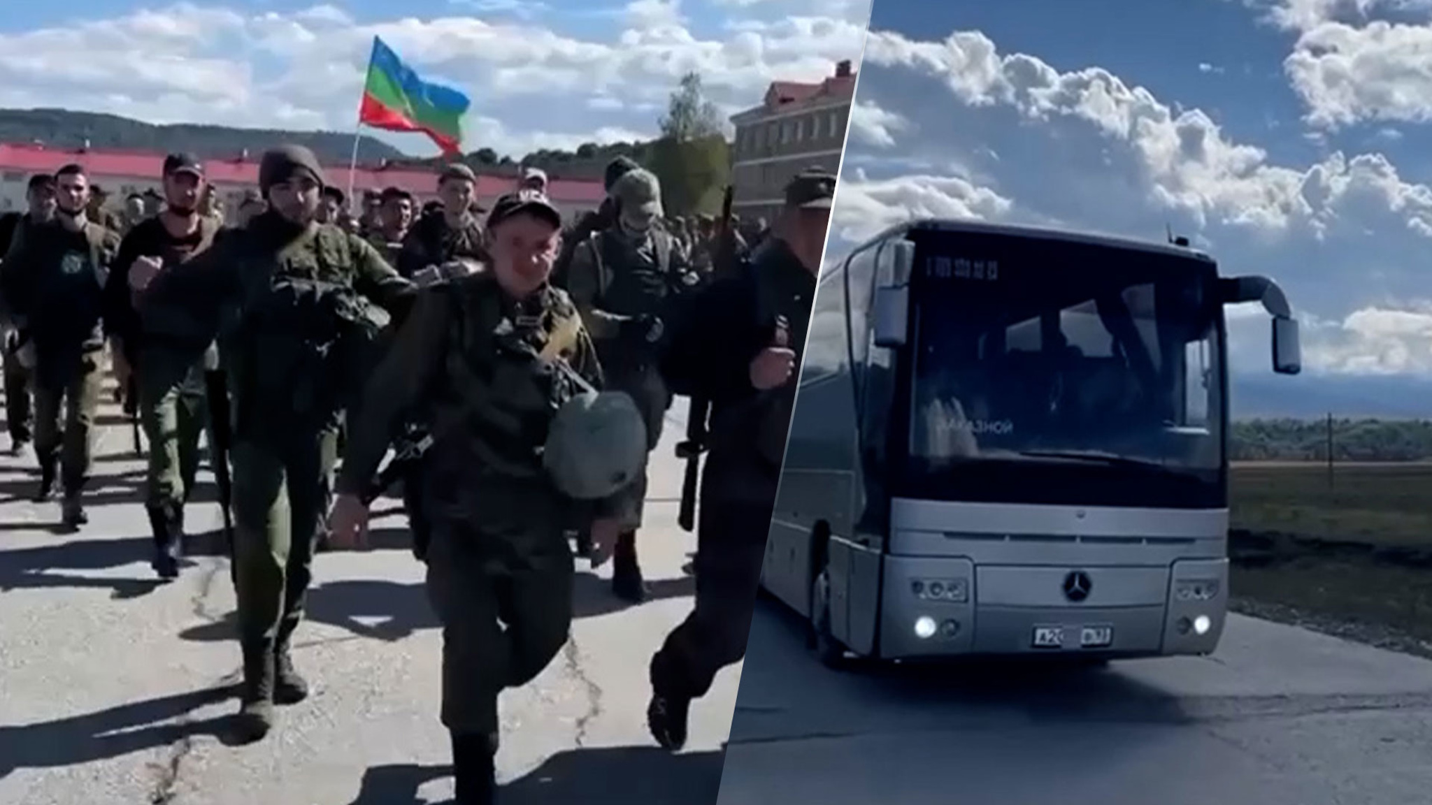 Мобилизованные из КЧР отправились на учения под крики "ура"