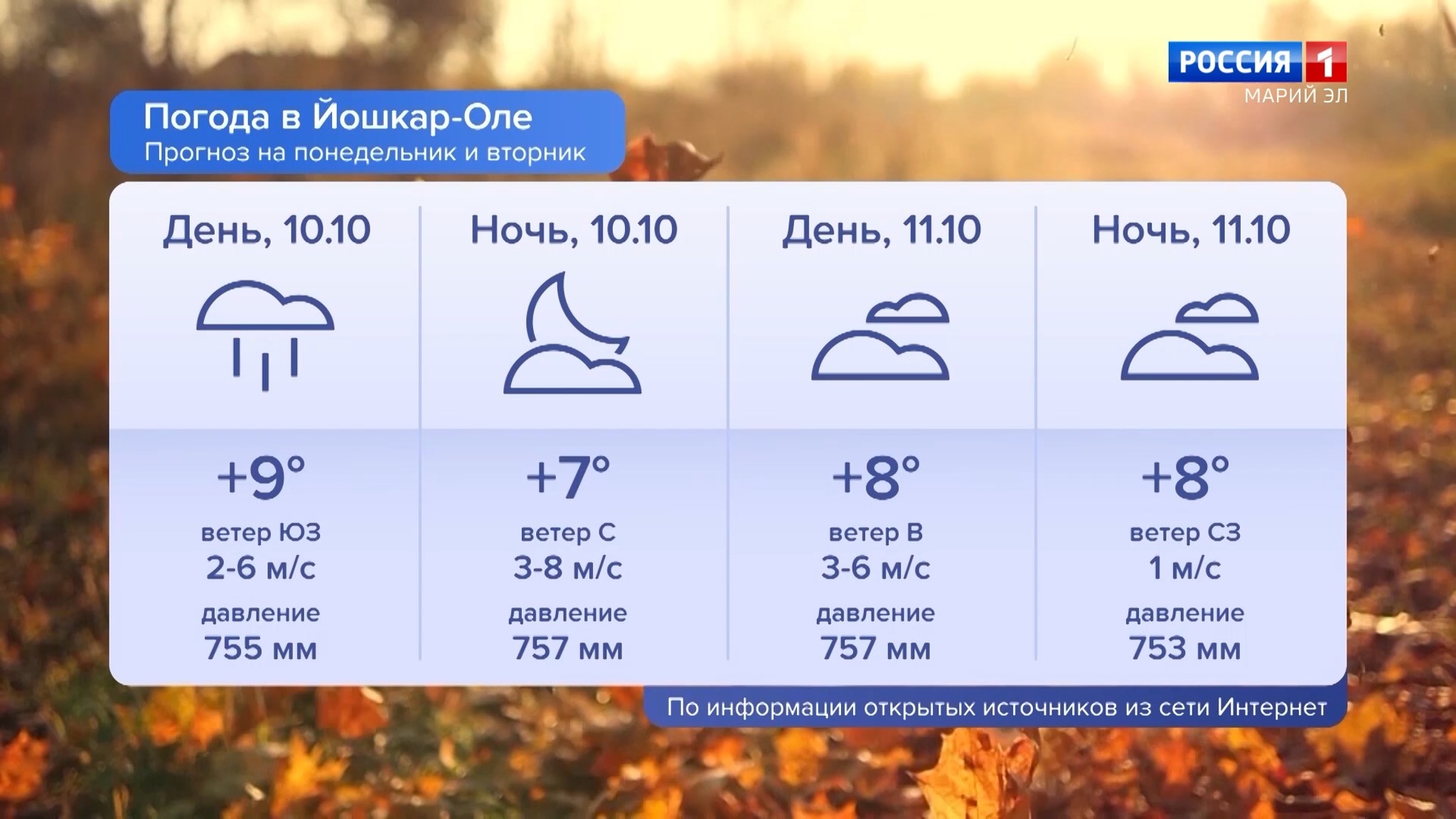 Погода в Марий Эл 10.10.2022