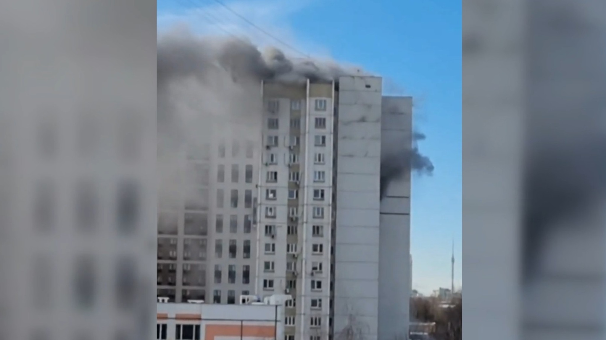 Пожар на северо-востоке Москвы попал на видео
