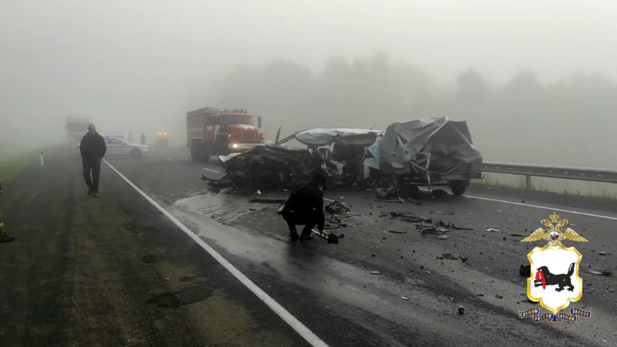 Кадры с места смертельной аварии на федеральной трассе попали на видео