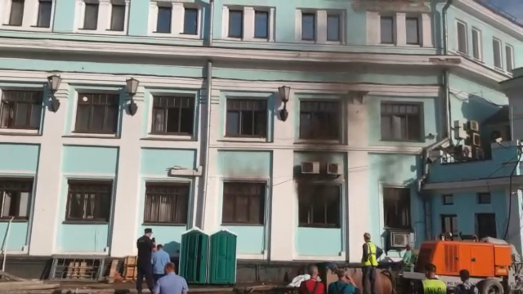 Очевидцы сняли пожар на Белорусском вокзале