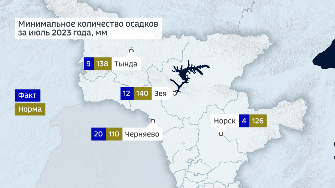 На севере области мало дождей