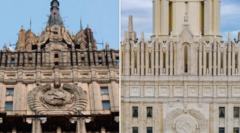 Moscow: The Foreign Ministry Skyscraper Acquires Historical Look After Renovation