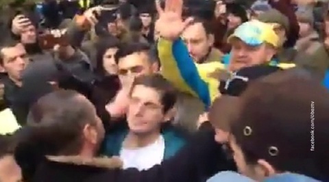 Ukrainian Ministry of Internal Affairs Official Almost Torn to Shreds by Furious Crowd
