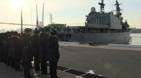 Japanese Destroyer Welcomed In the  Vladivostok Harbor For Joint Exercise With Russian Navy