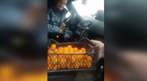 Группа в полном обмундировании сопровождала ящик мандаринов: что осталось за кадром