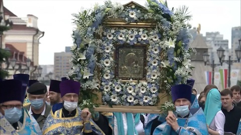 Патриарх Кирилл освятил восстановленный Казанский собор древнего Богородицкого монастыря