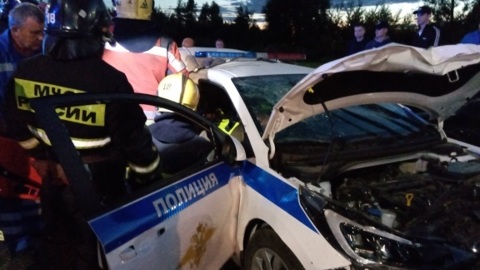 В Вязниковском районе грузовик врезался в служебный автомобиль ДПС
