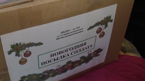 Школьники из станицы Гривенской Калининского района передали защитникам немного праздничного настроения