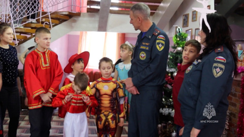 Сотрудники МЧС поздравили с Новым годом воспитанников детдома в Дмитриевке