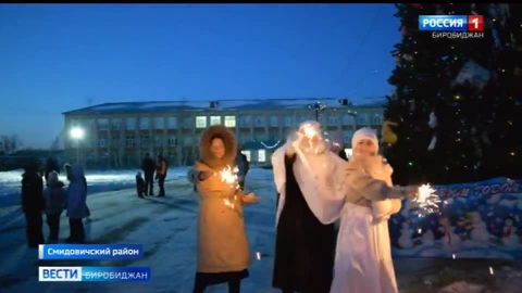 Церемония зажжения новогодних огней прошла в поселке Смидович