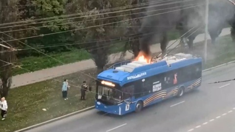 В Йошкар-Оле во время движения загорелся троллейбус