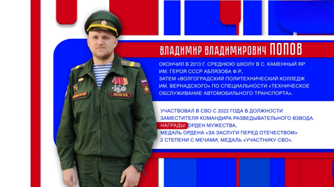 Ветеран СВО Владимир Попов. Эфир от 14.11.25