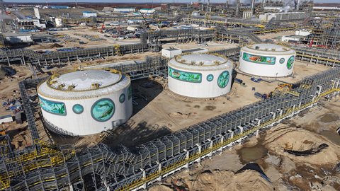 Подводный мир реки Амур появился на резервуарах газохимического комплекса в Свободном