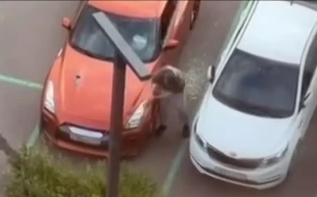 В Москве мужчина с топором разгромил гоночный автомобиль