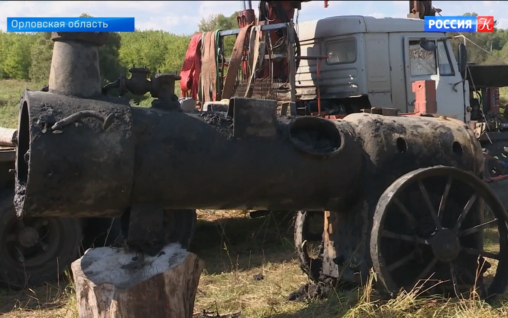 Паровой локомобиль подняли со дна реки в Орловской области