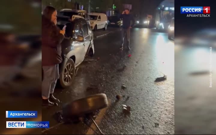 В Архангельске пьяный водитель, уходя от погони, протаранил четыре автомобиля