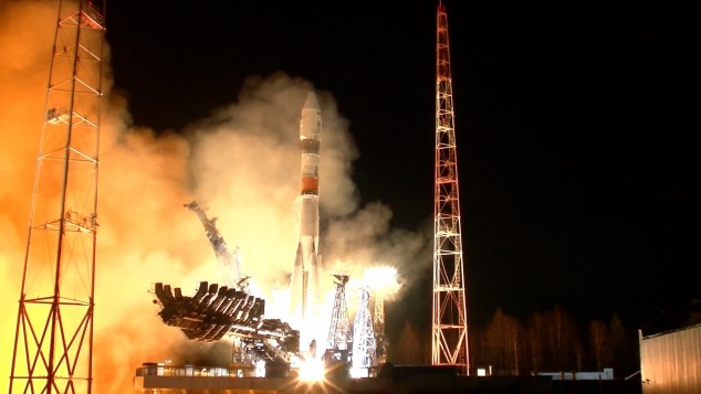Минобороны показало кадры запуска ракеты "Союз 2.16" с космодрома Плесецк