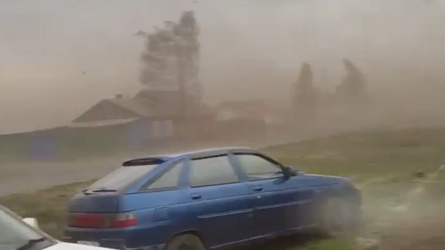 Очевидцы сняли на видео ураган в Новосибирской области