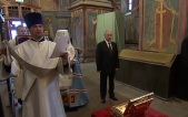 Владимир Путин принял участие в молебне в Архангельском соборе Московского Кремля