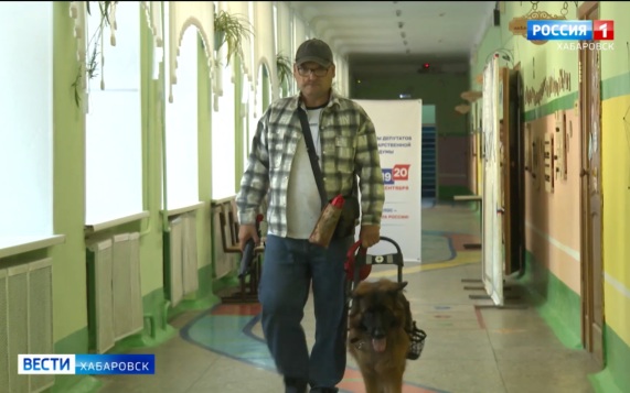 «Я живу полноценную жизнь»: ветеран СВО пришёл на выборы в Комсомольске …с собакой-поводырём
